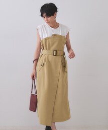 トレンチ風ベアドッキングワンピース【洗濯機洗い可】