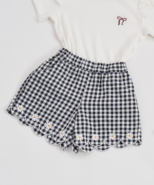 apres les cours（アプレレクール）の「【ジュニア対応】裾スカラップ刺繍ショートパンツ（その他パンツ・キッズ・ブラック/ローズ/ブルー/チェック・110/80/90/100/120/130/140）」の4枚目の写真