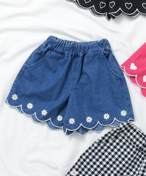 apres les cours（アプレレクール）の「【ジュニア対応】裾スカラップ刺繍ショートパンツ（その他パンツ・キッズ・ブラック/ローズ/ブルー/チェック・110/80/90/100/120/130/140）」の2枚目の写真