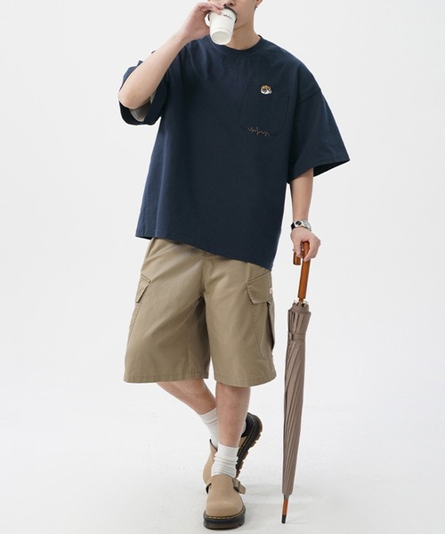 SETUP7（セットアップセブン）の「【SETUP7】ワンポイント 刺繍  オーバーサイズＴシャツ タウンユース/ストリート/アウトドア/古着MIX/ワンマイルウェア　KNF144（Tシャツ/カットソー・メンズ・ホワイト/ネイビー/ブラック/ブラウン・L/XL）」の17枚目の写真