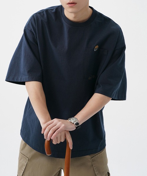 SETUP7（セットアップセブン）の「【SETUP7】ワンポイント 刺繍  オーバーサイズＴシャツ タウンユース/ストリート/アウトドア/古着MIX/ワンマイルウェア　KNF144（Tシャツ/カットソー・メンズ・ホワイト/ネイビー/ブラック/ブラウン・L/XL）」の16枚目の写真