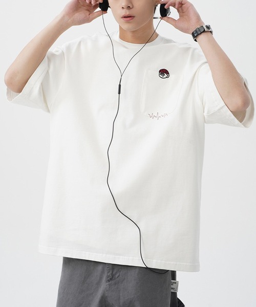 SETUP7（セットアップセブン）の「【SETUP7】ワンポイント 刺繍  オーバーサイズＴシャツ タウンユース/ストリート/アウトドア/古着MIX/ワンマイルウェア　KNF144（Tシャツ/カットソー・メンズ・ホワイト/ネイビー/ブラック/ブラウン・L/XL）」の8枚目の写真