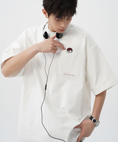 SETUP7（セットアップセブン）の「【SETUP7】ワンポイント 刺繍  オーバーサイズＴシャツ タウンユース/ストリート/アウトドア/古着MIX/ワンマイルウェア　KNF144（Tシャツ/カットソー・メンズ・ホワイト/ネイビー/ブラック/ブラウン・L/XL）」の10枚目の写真