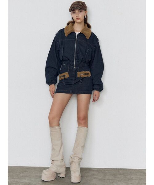 EMODA（エモダ）の「ボアポケットミニスカート（スカート・レディース・インディゴブルー/ブルー/ブラック・SMALL/MEDIUM）」の9枚目の写真