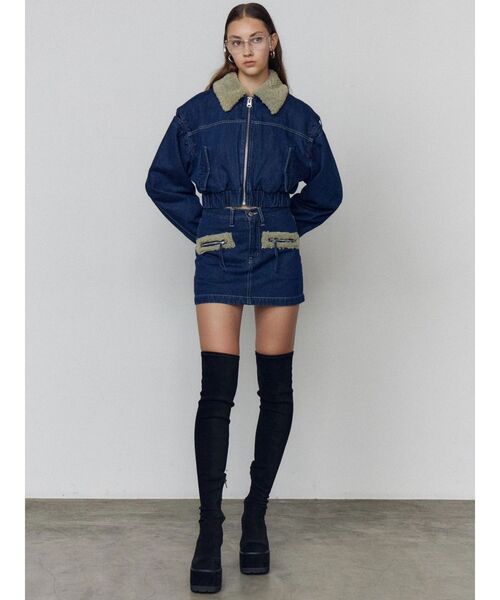 EMODA（エモダ）の「ボアポケットミニスカート（スカート・レディース・インディゴブルー/ブルー/ブラック・SMALL/MEDIUM）」の12枚目の写真