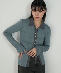 MILLER | 【forksy.】【Robert P. Miller/ロバート ピー ミラー】ミジンボーダー ボタンアップ襟付きカーディガン(カーディガン/ボレロ)