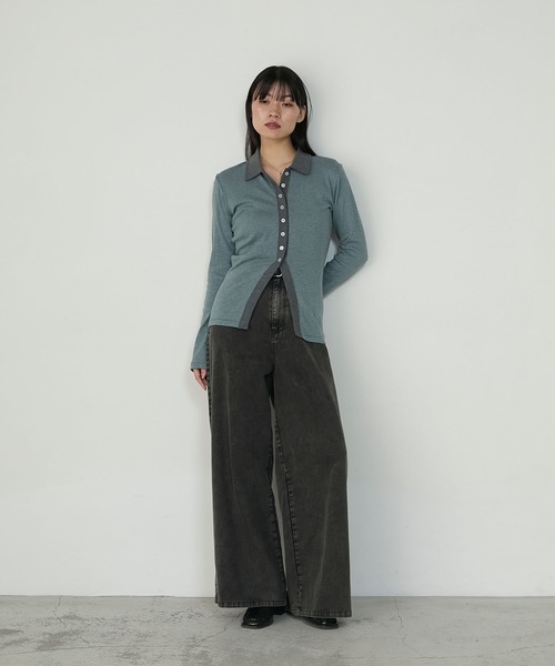 MILLER（ミラー）の「【forksy.】【Robert P. Miller/ロバート ピー ミラー】ミジンボーダー ボタンアップ襟付きカーディガン（カーディガン/ボレロ・レディース・レッド系/ブラウン系/グレー系・FREE）」の13枚目の写真