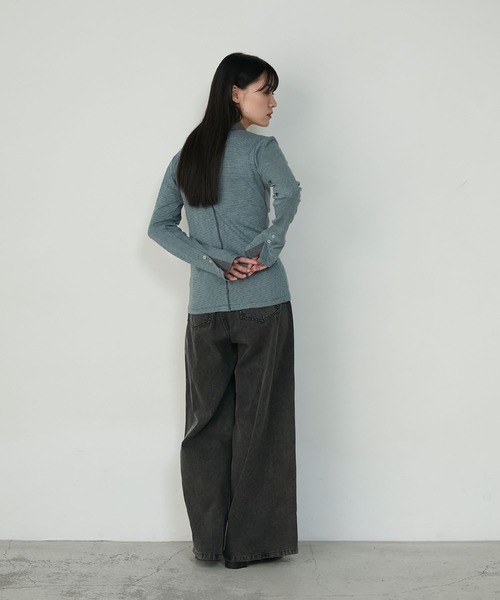 MILLER（ミラー）の「【forksy.】【Robert P. Miller/ロバート ピー ミラー】ミジンボーダー ボタンアップ襟付きカーディガン（カーディガン/ボレロ・レディース・レッド系/ブラウン系/グレー系・FREE）」の14枚目の写真