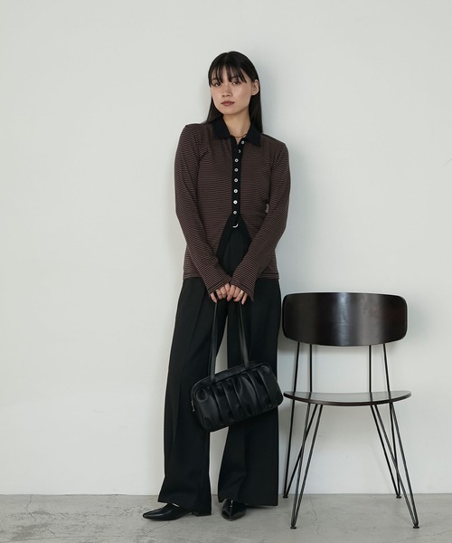 MILLER（ミラー）の「【forksy.】【Robert P. Miller/ロバート ピー ミラー】ミジンボーダー ボタンアップ襟付きカーディガン（カーディガン/ボレロ・レディース・レッド系/ブラウン系/グレー系・FREE）」の20枚目の写真