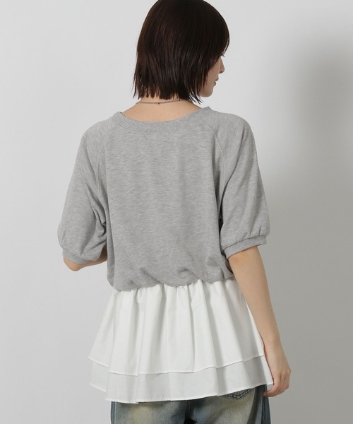 LAKOLE（ラコレ）の「ミニ裏毛レイヤードプルオーバー6分袖 / 588956（Tシャツ/カットソー・レディース・グレー/ピンク/チャコール・FREE）」の9枚目の写真