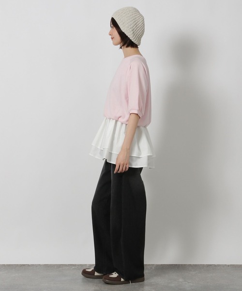 LAKOLE（ラコレ）の「ミニ裏毛レイヤードプルオーバー6分袖 / 588956（Tシャツ/カットソー・レディース・グレー/ピンク/チャコール・FREE）」の16枚目の写真