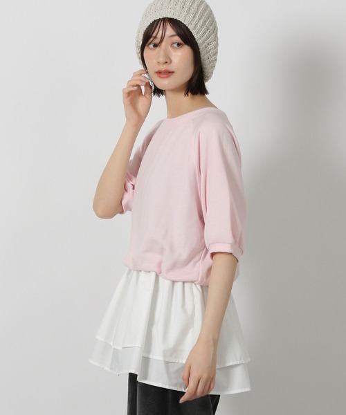 LAKOLE（ラコレ）の「ミニ裏毛レイヤードプルオーバー6分袖 / 588956（Tシャツ/カットソー・レディース・グレー/ピンク/チャコール・FREE）」の18枚目の写真