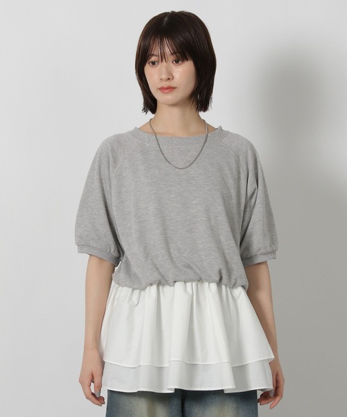 LAKOLE（ラコレ）の「ミニ裏毛レイヤードプルオーバー6分袖 / 588956（Tシャツ/カットソー・レディース・グレー/ピンク/チャコール・FREE）」の20枚目の写真