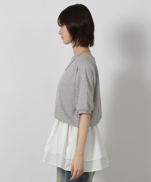 LAKOLE（ラコレ）の「ミニ裏毛レイヤードプルオーバー6分袖 / 588956（Tシャツ/カットソー・レディース・グレー/ピンク/チャコール・FREE）」の21枚目の写真