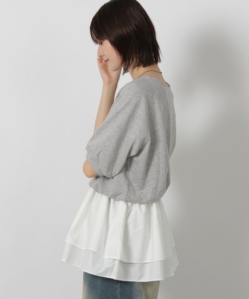 LAKOLE（ラコレ）の「ミニ裏毛レイヤードプルオーバー6分袖 / 588956（Tシャツ/カットソー・レディース・グレー/ピンク/チャコール・FREE）」の8枚目の写真