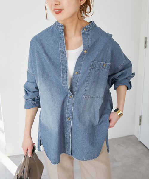 セール】《追加》バンドカラーボックスダンガリーシャツ（シャツ