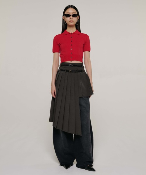 JOSE MOON(ジョゼムーン)の「CROP POLO KNIT CARDIGAN/クロップポロニットカーディガン(カーディガン/ボレロ・レディース・ホワイト/レッド/ブラック/ピンク・FREE)」の9枚目の写真