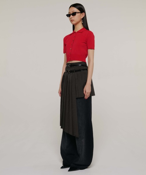 JOSE MOON(ジョゼムーン)の「CROP POLO KNIT CARDIGAN/クロップポロニットカーディガン(カーディガン/ボレロ・レディース・ホワイト/レッド/ブラック/ピンク・FREE)」の13枚目の写真