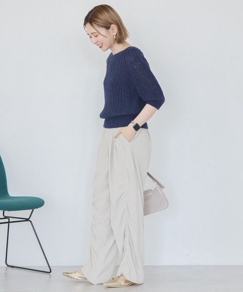 18aw モヘヤニット セール】モヘヤ風シアー半袖ニットトップス（ニット/セーター