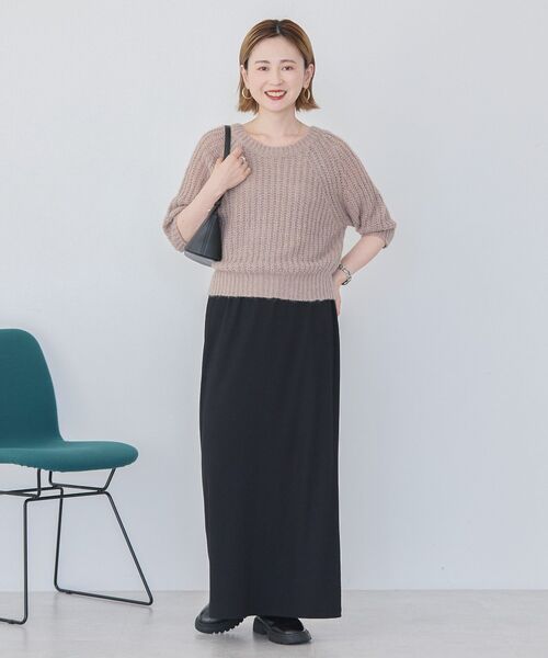 18aw モヘヤニット セール】モヘヤ風シアー半袖ニットトップス（ニット/セーター