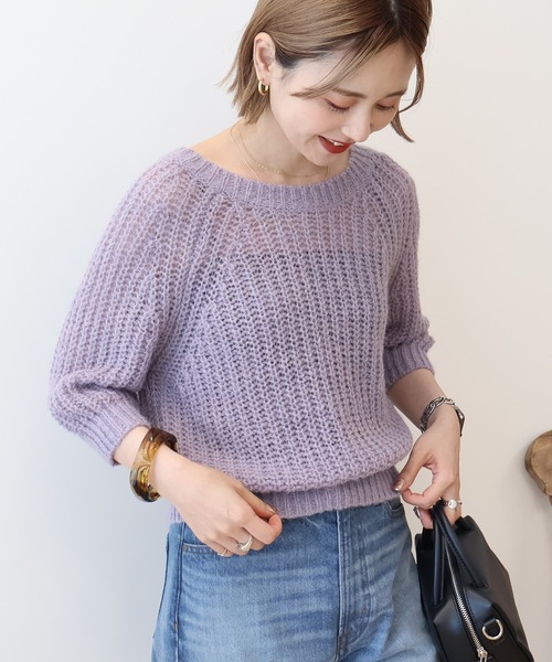 極美品ꕥ トープ モヘヤインターシャクルーニット 即完売品 人気 近年モデル 極美品ꕥ トープ モヘヤインターシャクルーニット 即完売品 人気