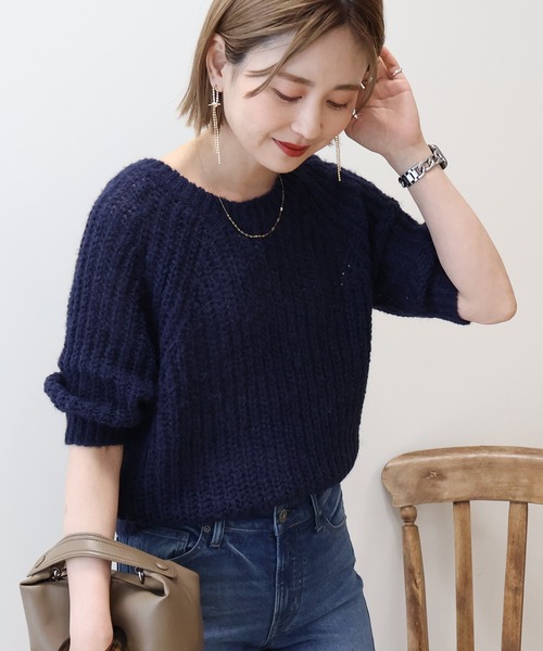 極美品ꕥ トープ モヘヤインターシャクルーニット 即完売品 人気 近年モデル 極美品ꕥ トープ モヘヤインターシャクルーニット 即完売品 人気