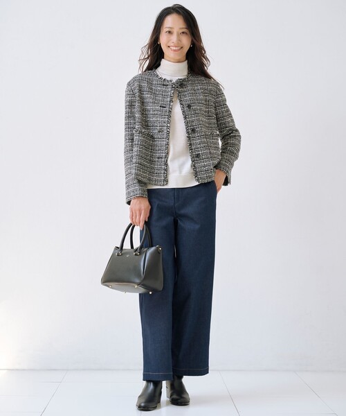 J.PRESS(ジェイプレス)の「Lightループチェック ツイード ジャケット(その他アウター・レディース・ブラック系5・T15/T13)」の4枚目の写真