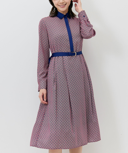 NARACAMICIE（ナラカミーチェ）の「【NARACAMICIE】幾何柄ワンピース（ワンピース・レディース・レッド/ネイビー・XL/M）」の3枚目の写真