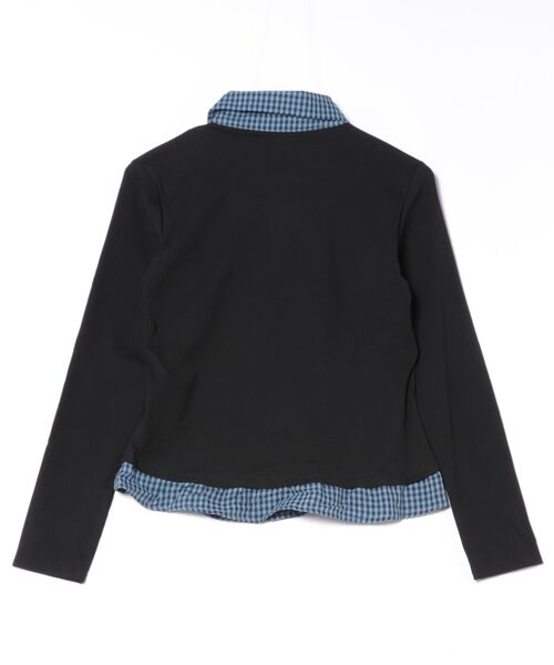 SpRay（スプレイ）の「フェイクレイヤードチェックトップス（Tシャツ/カットソー・レディース・ブラック/オフホワイト/ネイビー/グレー・FREE）」の9枚目の写真