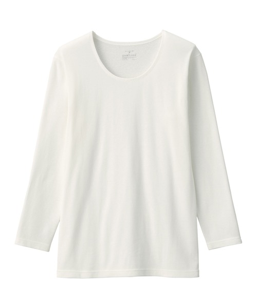 無印良品(ムジルシリョウヒン)の「婦人 あったか綿 厚手 Uネック八分袖Tシャツ(インナーウェア/肌着・レディース・ライトピンク/ブラック/グレー系/オフホワイト・XL/L/M/S)」の9枚目の写真