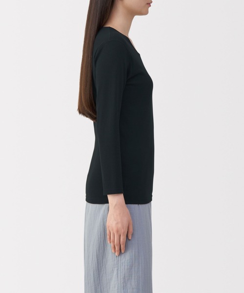 無印良品(ムジルシリョウヒン)の「婦人 あったか綿 厚手 Uネック八分袖Tシャツ(インナーウェア/肌着・レディース・ライトピンク/ブラック/グレー系/オフホワイト・XL/L/M/S)」の13枚目の写真