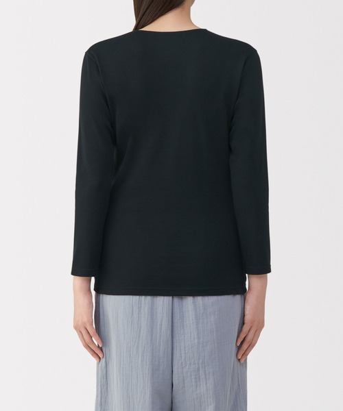無印良品(ムジルシリョウヒン)の「婦人 あったか綿 厚手 Uネック八分袖Tシャツ(インナーウェア/肌着・レディース・ライトピンク/ブラック/グレー系/オフホワイト・XL/L/M/S)」の10枚目の写真