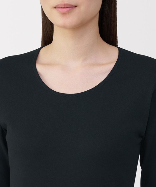 無印良品(ムジルシリョウヒン)の「婦人 あったか綿 厚手 Uネック八分袖Tシャツ(インナーウェア/肌着・レディース・ライトピンク/ブラック/グレー系/オフホワイト・XL/L/M/S)」の15枚目の写真