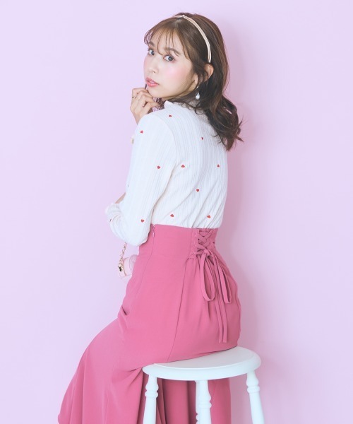 marun（マルン）の「＜大きいサイズ＞オリジナルハート刺しゅうリブカットソー marun（Tシャツ/カットソー・レディース・アイボリー/ブラック・L/LL/3L/4L/5L）」の22枚目の写真