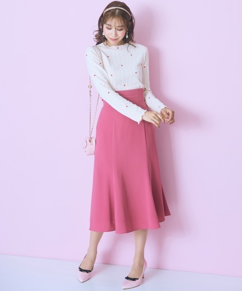 marun（マルン）の「＜大きいサイズ＞オリジナルハート刺しゅうリブカットソー marun（Tシャツ/カットソー・レディース・アイボリー/ブラック・L/LL/3L/4L/5L）」の8枚目の写真