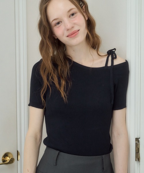 Birthday room(バースデイルーム)の「ワンショルダーリボントップス/one sholder ribbon tops(Tシャツ/カットソー・レディース・ネイビー/アイボリー・FREE)」の11枚目の写真