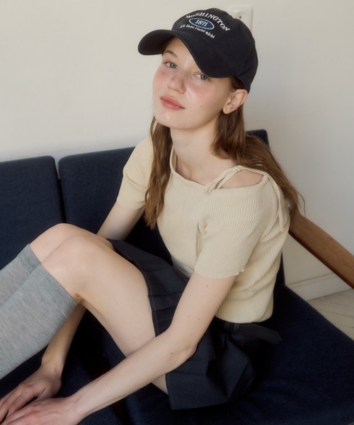 Birthday room(バースデイルーム)の「ワンショルダーリボントップス/one sholder ribbon tops(Tシャツ/カットソー・レディース・ネイビー/アイボリー・FREE)」の4枚目の写真