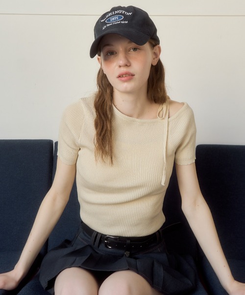 Birthday room(バースデイルーム)の「ワンショルダーリボントップス/one sholder ribbon tops(Tシャツ/カットソー・レディース・ネイビー/アイボリー・FREE)」の8枚目の写真