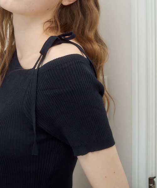 Birthday room(バースデイルーム)の「ワンショルダーリボントップス/one sholder ribbon tops(Tシャツ/カットソー・レディース・ネイビー/アイボリー・FREE)」の18枚目の写真