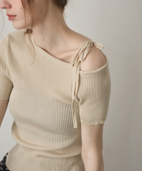Birthday room(バースデイルーム)の「ワンショルダーリボントップス/one sholder ribbon tops(Tシャツ/カットソー・レディース・ネイビー/アイボリー・FREE)」の21枚目の写真