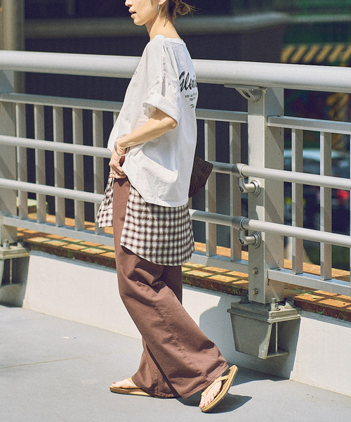 FRAMeWORK haru コラボ　ロゴTEE ブラウン フレームワーク FRAMeWORK ≪追加予約≫haru×FRAMeWORK