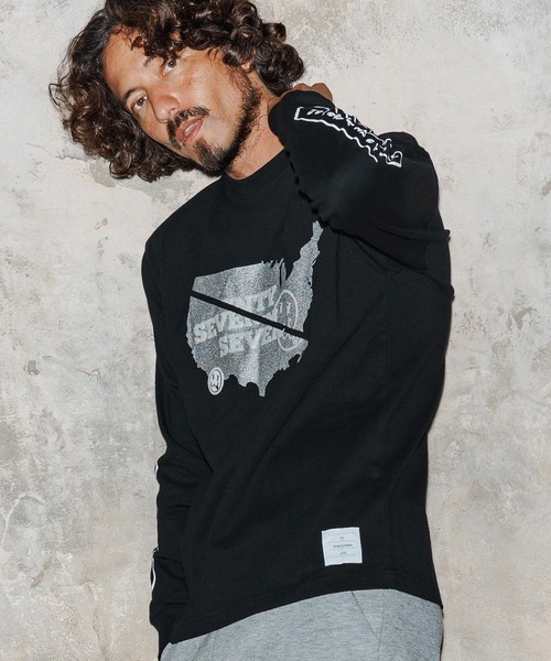 seventy seven(セブンティセブン)の「mlt5422-heavy onz USA cotton L-S t-shirt(77continent) ロングスリーブTシャツ(7725W130)(Tシャツ/カットソー・メンズ・サンドベージュ/ブラック/ホワイト・XL/L/M/S)」の2枚目の写真