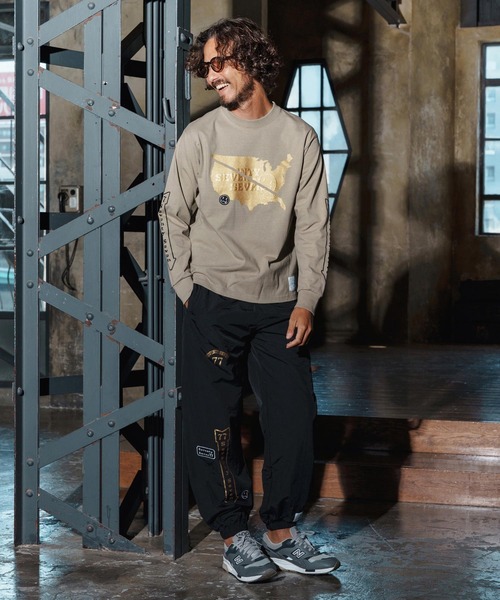 seventy seven(セブンティセブン)の「mlt5422-heavy onz USA cotton L-S t-shirt(77continent) ロングスリーブTシャツ(7725W130)(Tシャツ/カットソー・メンズ・サンドベージュ/ブラック/ホワイト・XL/L/M/S)」の20枚目の写真