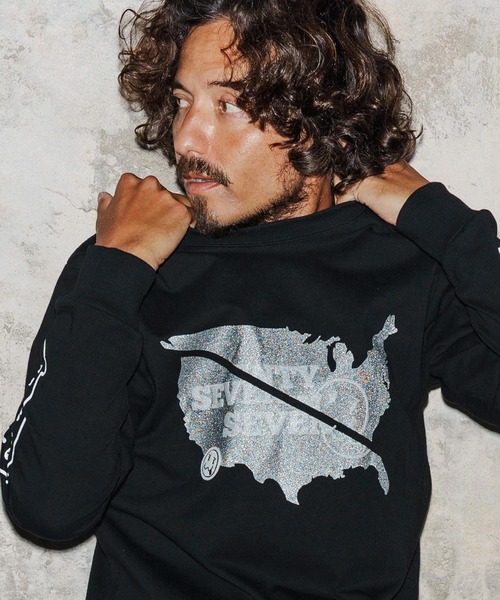 seventy seven(セブンティセブン)の「mlt5422-heavy onz USA cotton L-S t-shirt(77continent) ロングスリーブTシャツ(7725W130)(Tシャツ/カットソー・メンズ・サンドベージュ/ブラック/ホワイト・XL/L/M/S)」の22枚目の写真