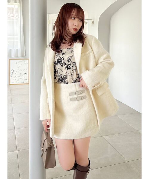 dazzlin（ダズリン）の「【WEB限定カラーあり】ヘアリーミドルジャケット（テーラードジャケット・レディース・アイボリー/ブラウン/ネイビー/チャコールグレー・FREE）」の2枚目の写真