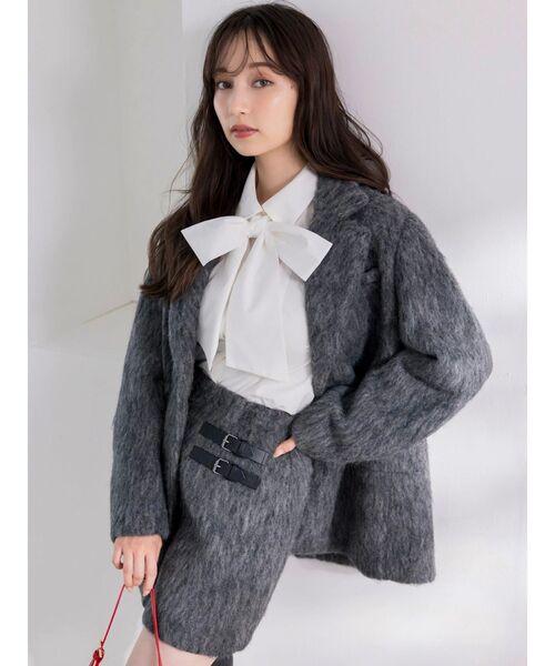 dazzlin（ダズリン）の「【WEB限定カラーあり】ヘアリーミドルジャケット（テーラードジャケット・レディース・アイボリー/ブラウン/ネイビー/チャコールグレー・FREE）」の19枚目の写真