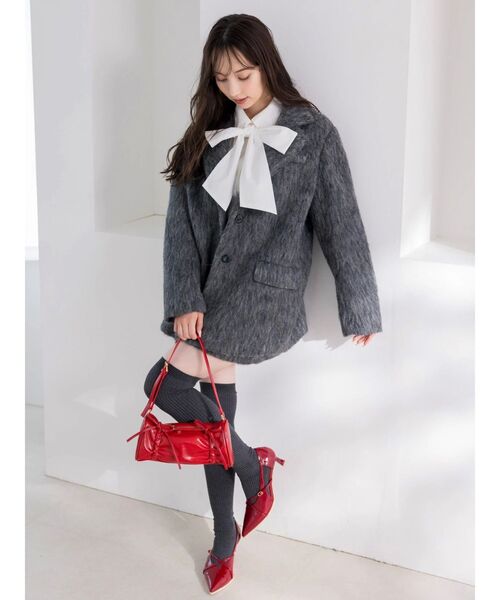 dazzlin（ダズリン）の「【WEB限定カラーあり】ヘアリーミドルジャケット（テーラードジャケット・レディース・アイボリー/ブラウン/ネイビー/チャコールグレー・FREE）」の21枚目の写真