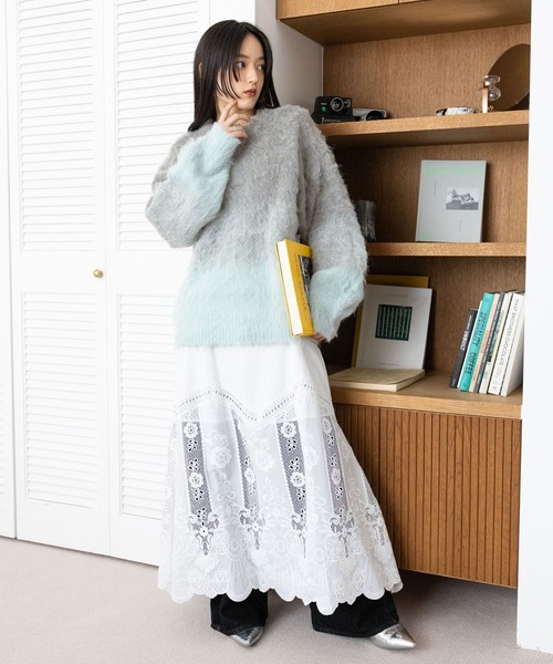 RAGEBLUE（レイジブルー）の「刺繍レース/レイヤードスカート（スカート・レディース・ホワイト・FREE）」の4枚目の写真