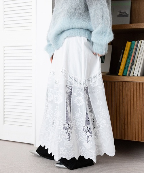 RAGEBLUE（レイジブルー）の「刺繍レース/レイヤードスカート（スカート・レディース・ホワイト・FREE）」の6枚目の写真