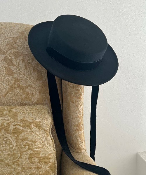 an another angelus（アンアナザーアンジェラス）の「ロングベロアリボンキャノチェ/fint フィント（ハット・レディース・ブラウン/ブラック・FREE）」の4枚目の写真